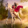 Girl Ride Unicorn, free art jigsaw in flash on FlashGames.BambouSoft.com
