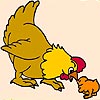 Mother hen and puppy coloring, free colouring game in flash on FlashGames.BambouSoft.com